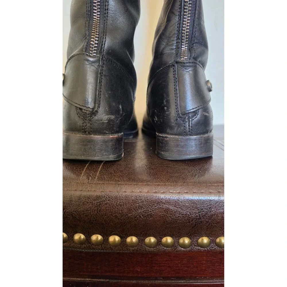 Frye Melissa Old‎ Money Preppy Button Back Zip Riding Leather High Boot sz 8B
